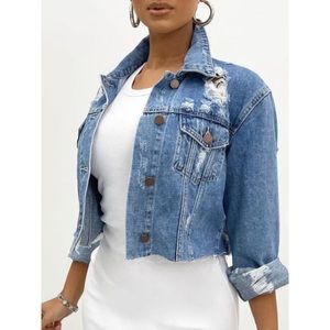 Papaya NWOT Distressed Denim Jacket - Blue